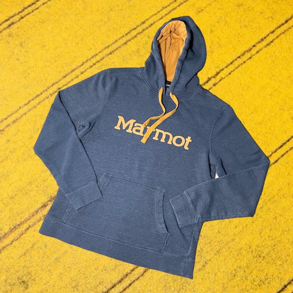 Marmot Hooded‎ Sweatshirt Blue Kangaroo Pockets
